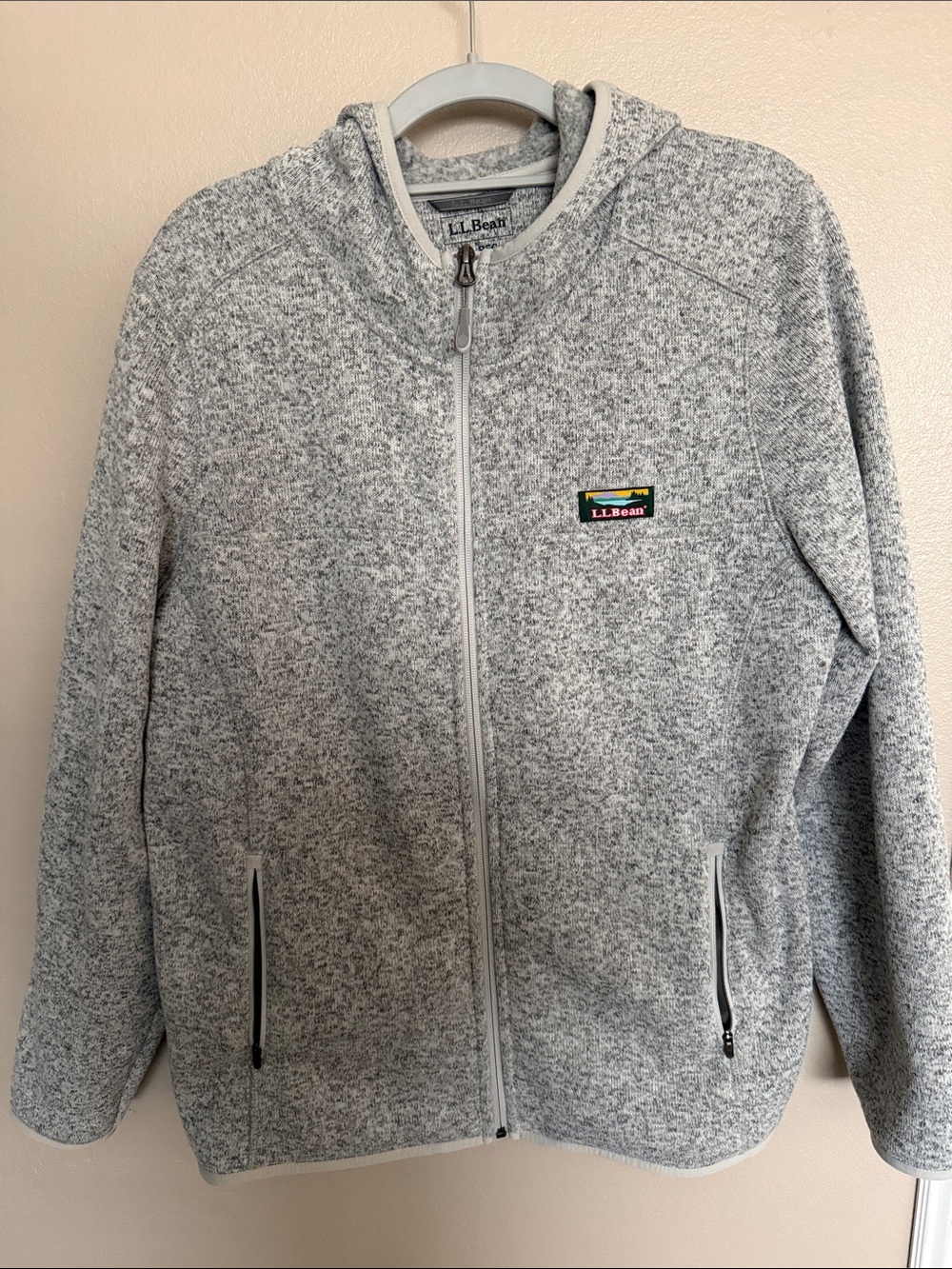 L.L. Bean Light Gray Marled Full-Zip Hooded Jacket